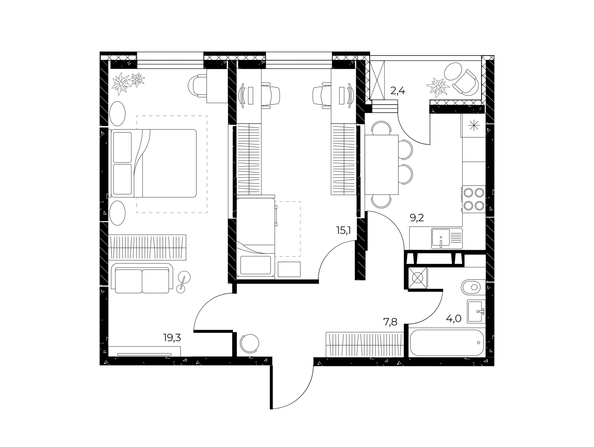 
  Продается 2-комн. квартира, 56.6 м², ЖК Панорама на Театральном, литера 1
. Фото 1.