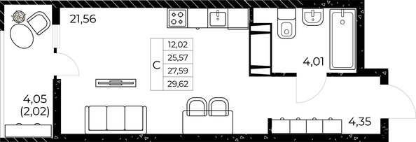 
  Продается студия, 29.62 м², ЖК Звезда Столицы 2
. Фото 2.