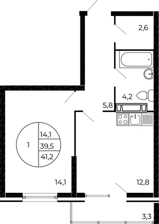 
   Продам 1-комнатную, 40.55 м², Александра Невского ул, 2 лит 1.3

. Фото 1.