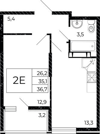 
  Продается 1-комн. квартира, 36.7 м², ЖК Флора, литера 3.1
. Фото 1.