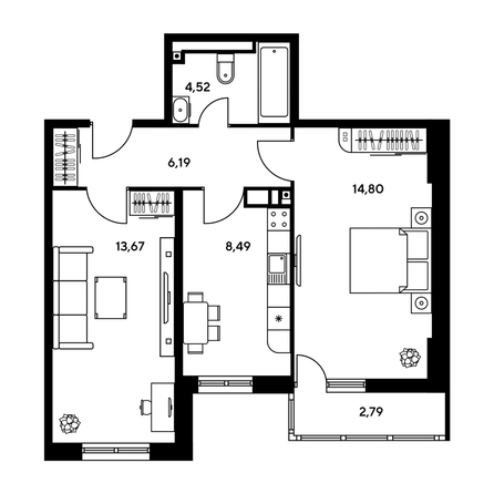
  Продается 2-комн. квартира, 49.9 м², ЖК Гринсайд, 5.1-5.5
. Фото 1.