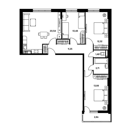 
  Продается 3-комн. квартира, 74.4 м², ЖК Гринсайд, 5.1-5.5
. Фото 1.