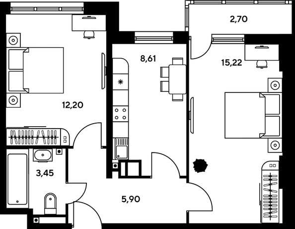 
  Продается 2-комн. квартира, 48.02 м², ЖК Гринсайд, 5.1-5.5
. Фото 1.