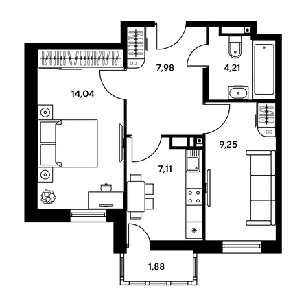 
  Продается 1-комн. квартира, 38.1 м², ЖК Гринсайд, 5.1-5.5
. Фото 1.