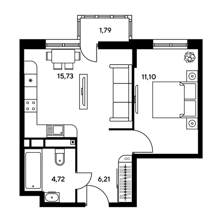 
  Продается 2-комн. квартира, 41.76 м², ЖК Гринсайд, 5.1-5.5
. Фото 1.