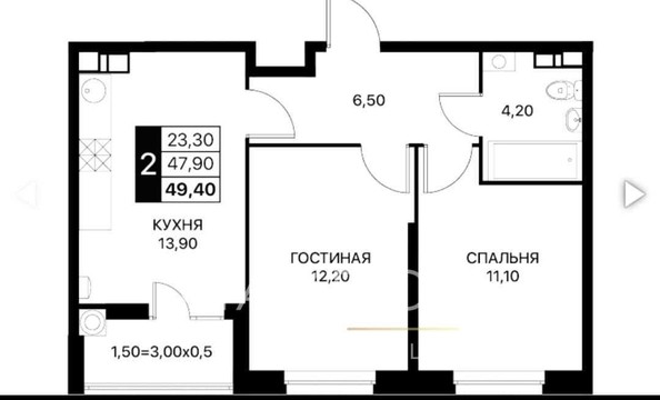 
   Продам 3-комнатную, 50 м², Шолохова пр-кт, 8

. Фото 2.