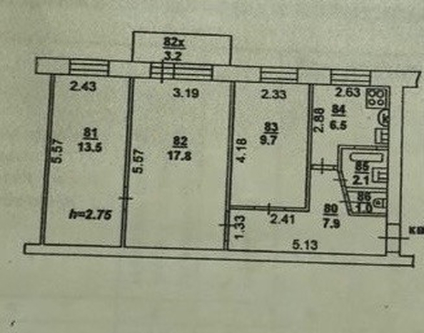 
  Продается 3-комн. квартира, 58.5 м², Казахская ул, д. 71
. Фото 15.