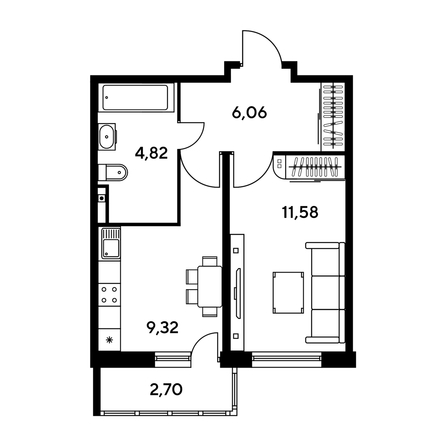 
  Продается 1-комн. квартира, 34.01 м², ЖК Малина Парк, дом 1
. Фото 1.