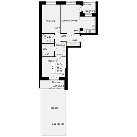 
  Продается 2-комн. квартира, 78.82 м², ЖК Курортный квартал Ривьера, дом 1
. Фото 1.