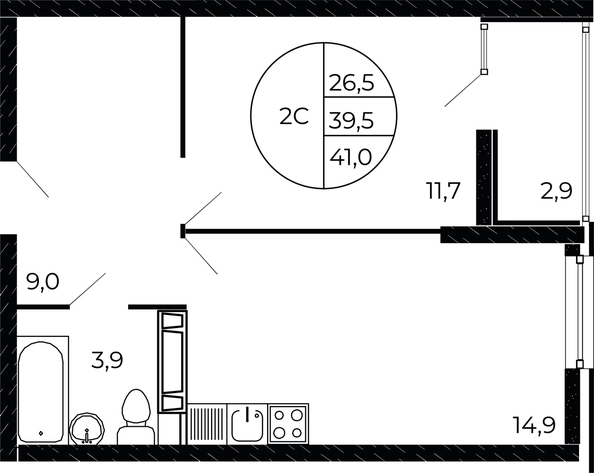 
  Продается 2-комн. квартира, 40.45 м², ЖК Флора, литера 1.2
. Фото 1.
