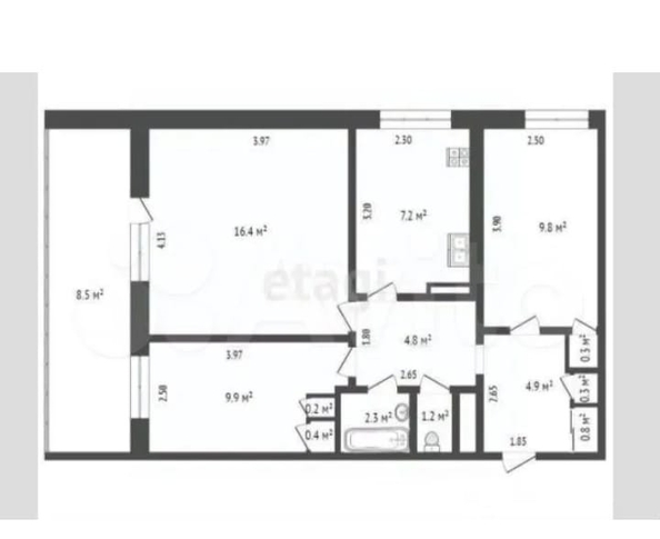 
  Продается 3-комн. квартира, 65 м², Пушкинская ул, д. 215
. Фото 19.
