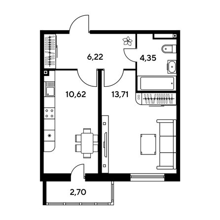 
  Продается 1-комн. квартира, 38.44 м², ЖК Малина Парк, дом 1
. Фото 1.