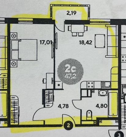 
  Продается 1-комн. квартира, 47 м², ЖК Гринсайд, 3.1-3.4
. Фото 13.