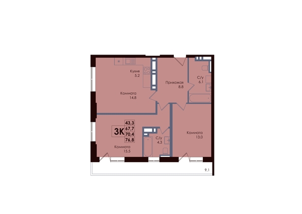 
  Продается 3-комн. квартира, 70.4 м², ЖК ACADEMIA (Академия)
. Фото 1.