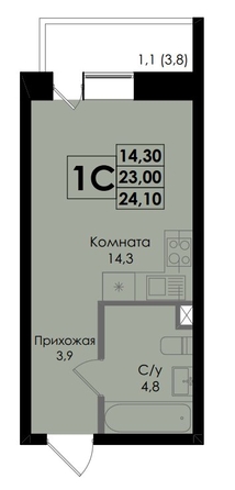 
  Продается студия, 24.1 м², ЖК Botanika (Ботаника), дом 1
. Фото 1.