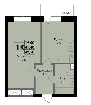 
  Продается 1-комн. квартира, 42.5 м², ЖК Botanika (Ботаника), дом 1
. Фото 1.