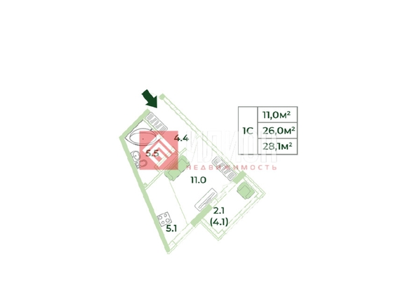 
  Продается студия 28.1 м². Фото 2.