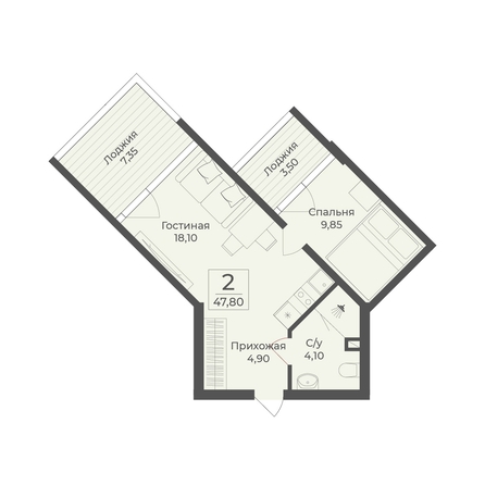 
  Продается апартамент 47.8 м², в АК Тамерун, корп 2. Фото 7.