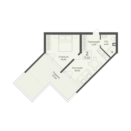 
  Продается апартамент 71.4 м², в АК Тамерун, корп 2. Фото 7.