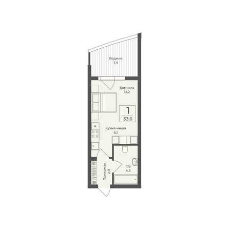 
  Продается апартамент 33.6 м², в АО Форос. Фото 2.