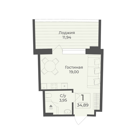 
  Продается апартамент 34.89 м², в АК Тамерун, корп 1. Фото 7.