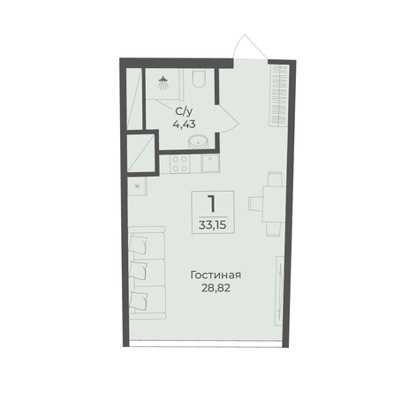 
  Продается апартамент 33.15 м², в АК Тамерун, корп 1. Фото 7.
