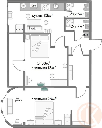 
  Продается 2-комн. квартира 80.2 м². Фото 17.