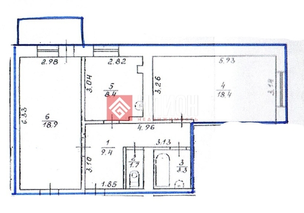 
  Продается 2-комн. квартира 60.1 м². Фото 3.