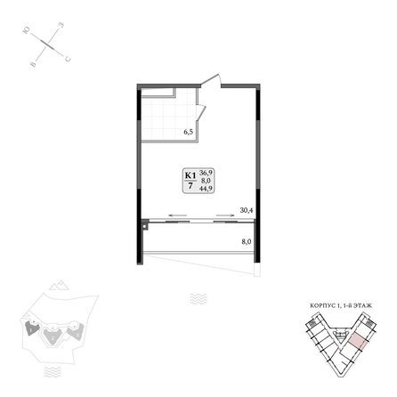 
  Продается апартамент 44.9 м², в АК Летто. Фото 1.