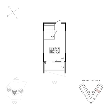 
  Продается апартамент 29.9 м², в АК Летто. Фото 1.