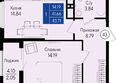 Приморье: Планировка 1-комн 43,71 м²