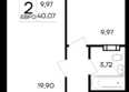 Республика: Планировка 1-комн 40,07, 40,73 м²
