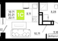 Октябрь Парк, 5.2: Планировка Студия 22,11 м²