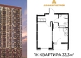 Панорама на Театральном, литера 1: Планировка 1-комн 33,3 м²