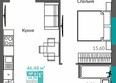Видный: Планировка 1-комн 44,58 м²