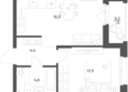 Символ: Планировка 1-комн 39,8 м²