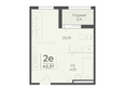 Ботаника, сек 1-2: Планировка 1-комн 43,37 м²