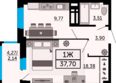 Four Premiers (Фор Примьерс), 1: Планировка 1-комн 37,7 м²