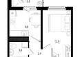 5 элемент Аске, лит 5-10 стр.1, сек.1,2,3: Планировка 1-комн 31,6 - 32,6 м²