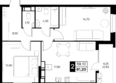Эстет, литер 47.1: Планировка 2-комн 61,2 - 61,8 м²