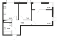 Листория, этап 1: Планировка 2-комн 63,02 м²