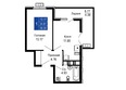 Море, литер 9: Планировка 1-комн 39,2 м²