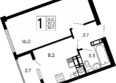 Семейный: Планировка 1-комн 32,9 м²
