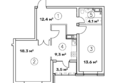 На Ленина 95, литер 95в2: Планировка 2-комн 61,2 м²
