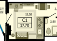 Акватория, литер 2: Планировка Студия 16,55 м²