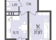 Кумир: Планировка 1-комн 37,87 м²