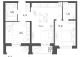 Символ: Планировка 2-комн 66,7 м²