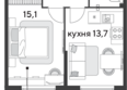 Парк Победы 2, литера 31: Планировка 1-комн 41,2 м²