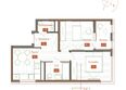 Молодежное, корп 3: Планировка 2-комн 46,5, 47,1 м²