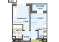 Центральный двор: Планировка 1-комн 32,84 м²
